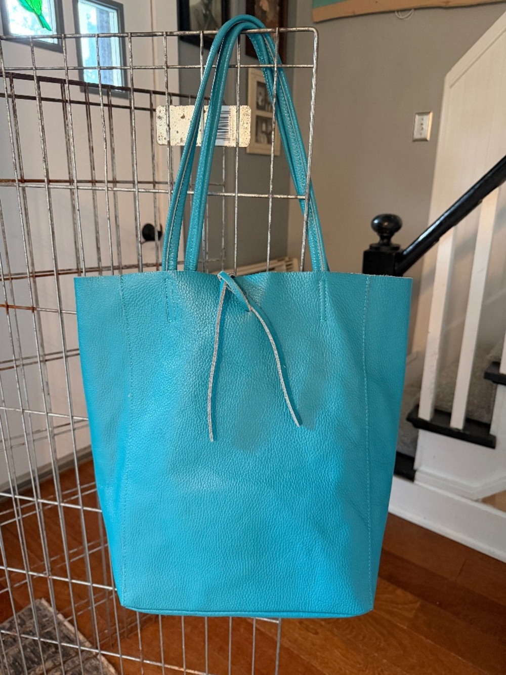 Prodotto Artigianale Leather Tote Bag Teal